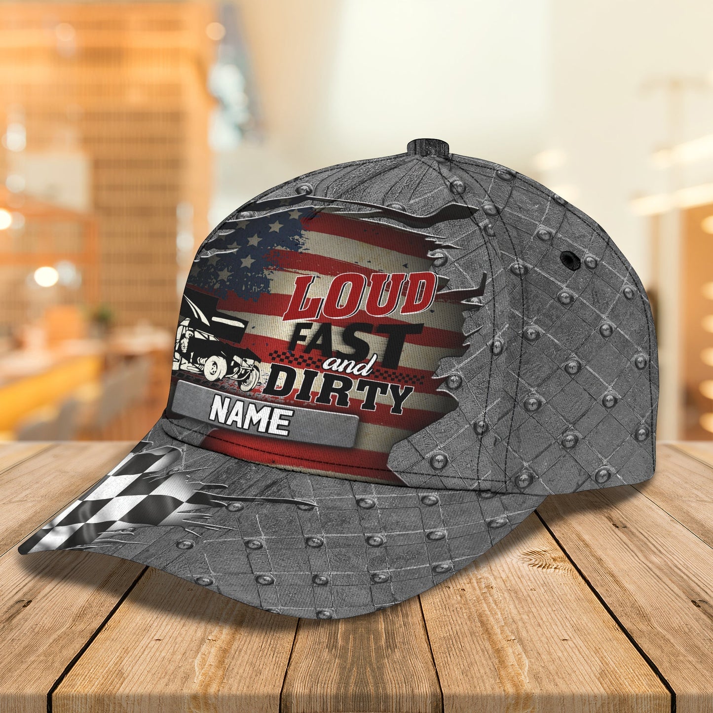 3D Classic Cap America Dirty Track Racing Personalized Name Cap Lasfour CA2118