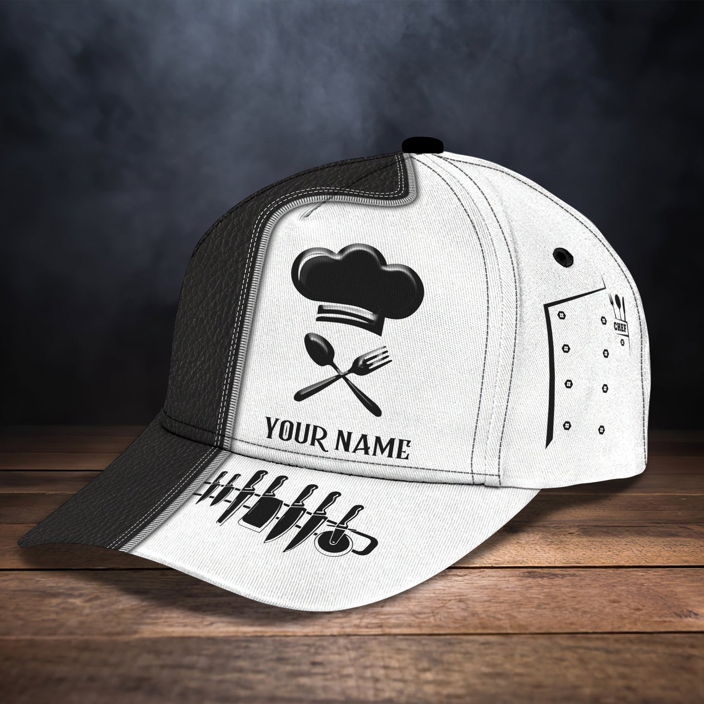 3D Classic Cap Personalized Name Cap Chef02 Lasfour CA0828