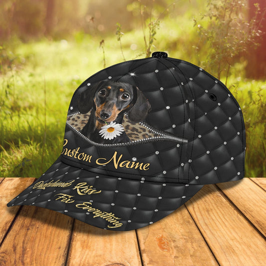 3D Classic Cap Love Dachshund Personalized Name Cap 12 Lasfour CA1951