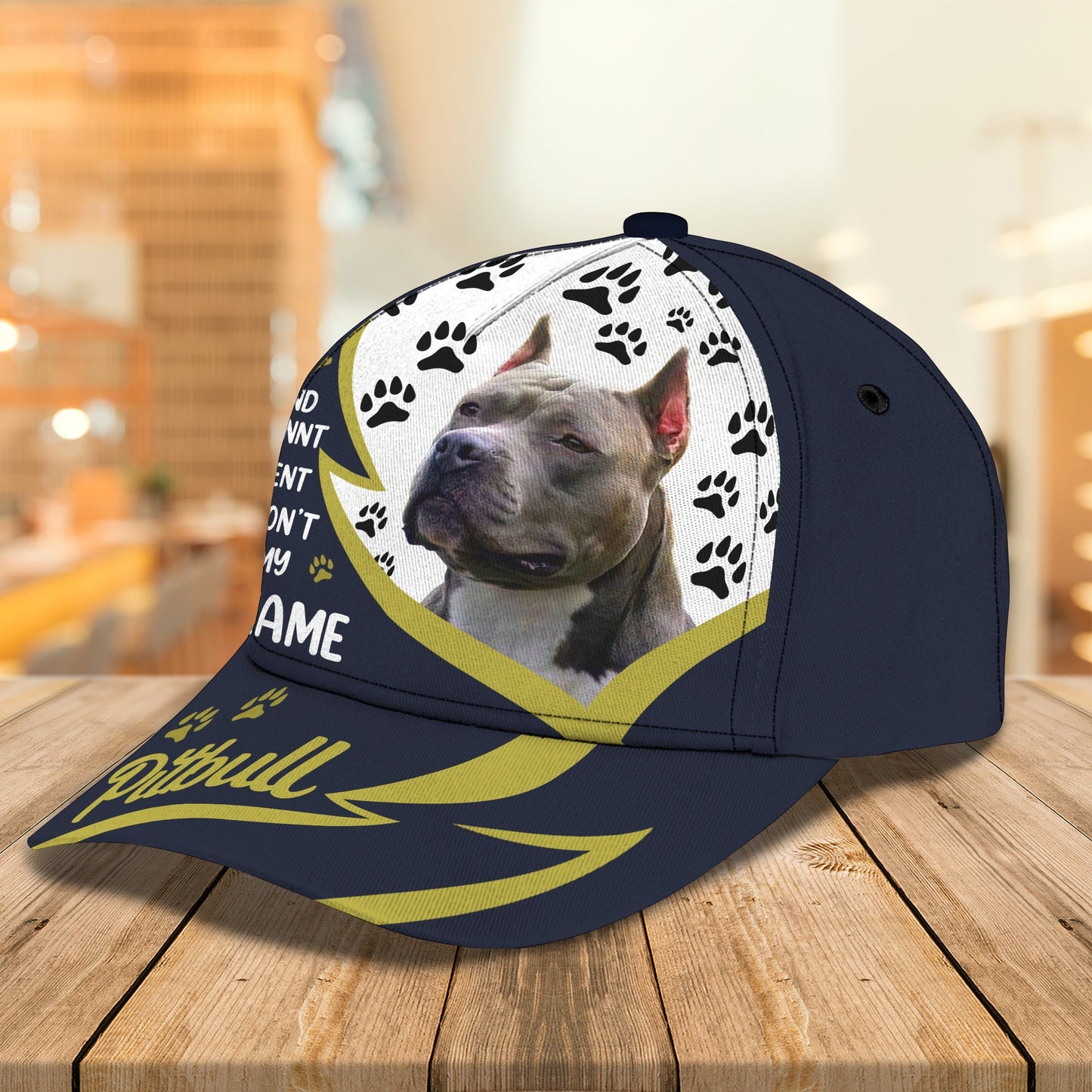 3D Classic Cap Pitbull 3 Personalized Name Cap Lasfour CA1150