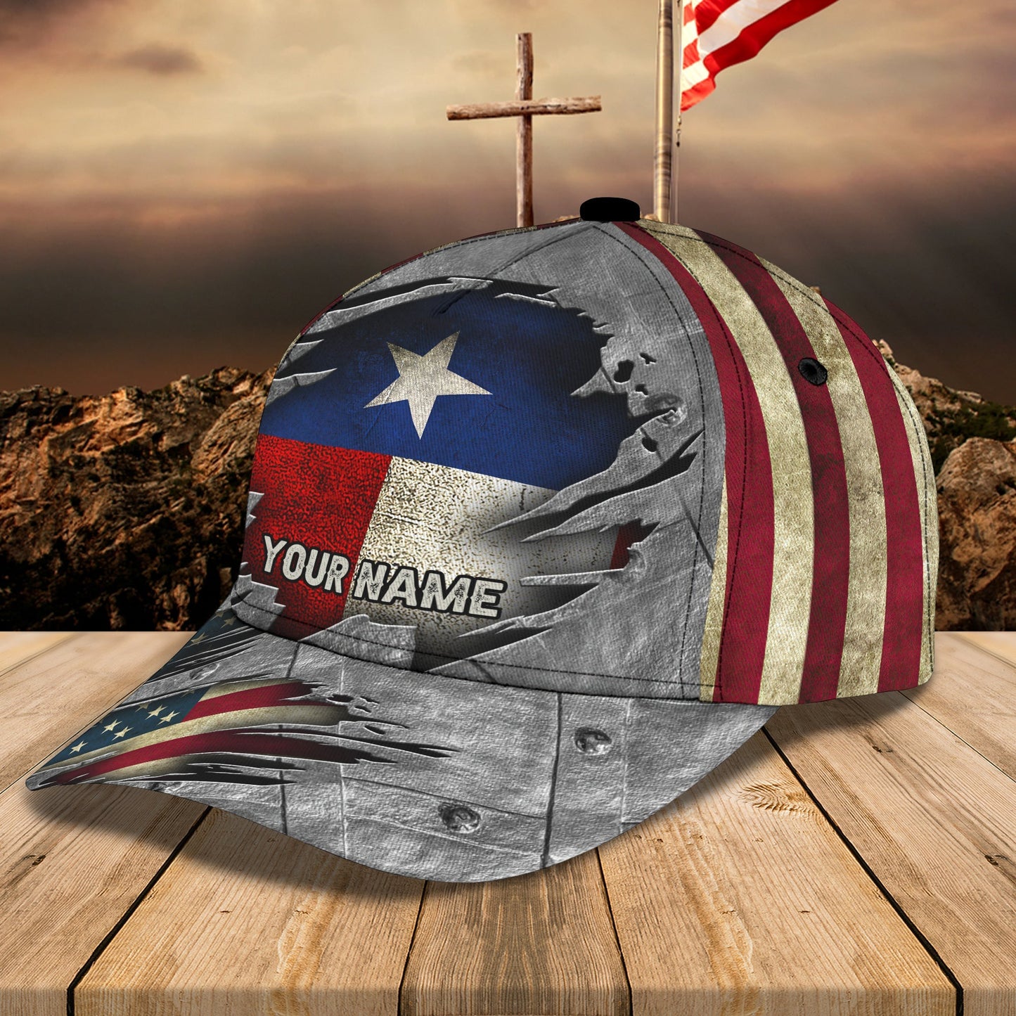 3D Classic Cap Texas State Personalized Name Cap Lasfour CA2190