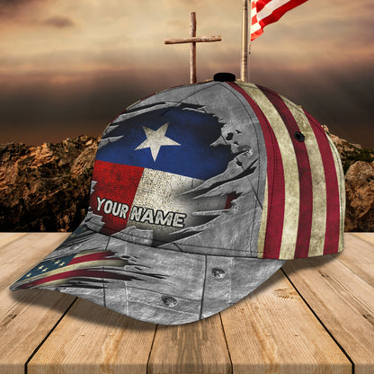3D Classic Cap Texas State Personalized Name Cap Lasfour CA2190