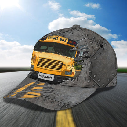 3D Classic Cap School Bus Driver Personalized Name Cap Lasfour CA0707