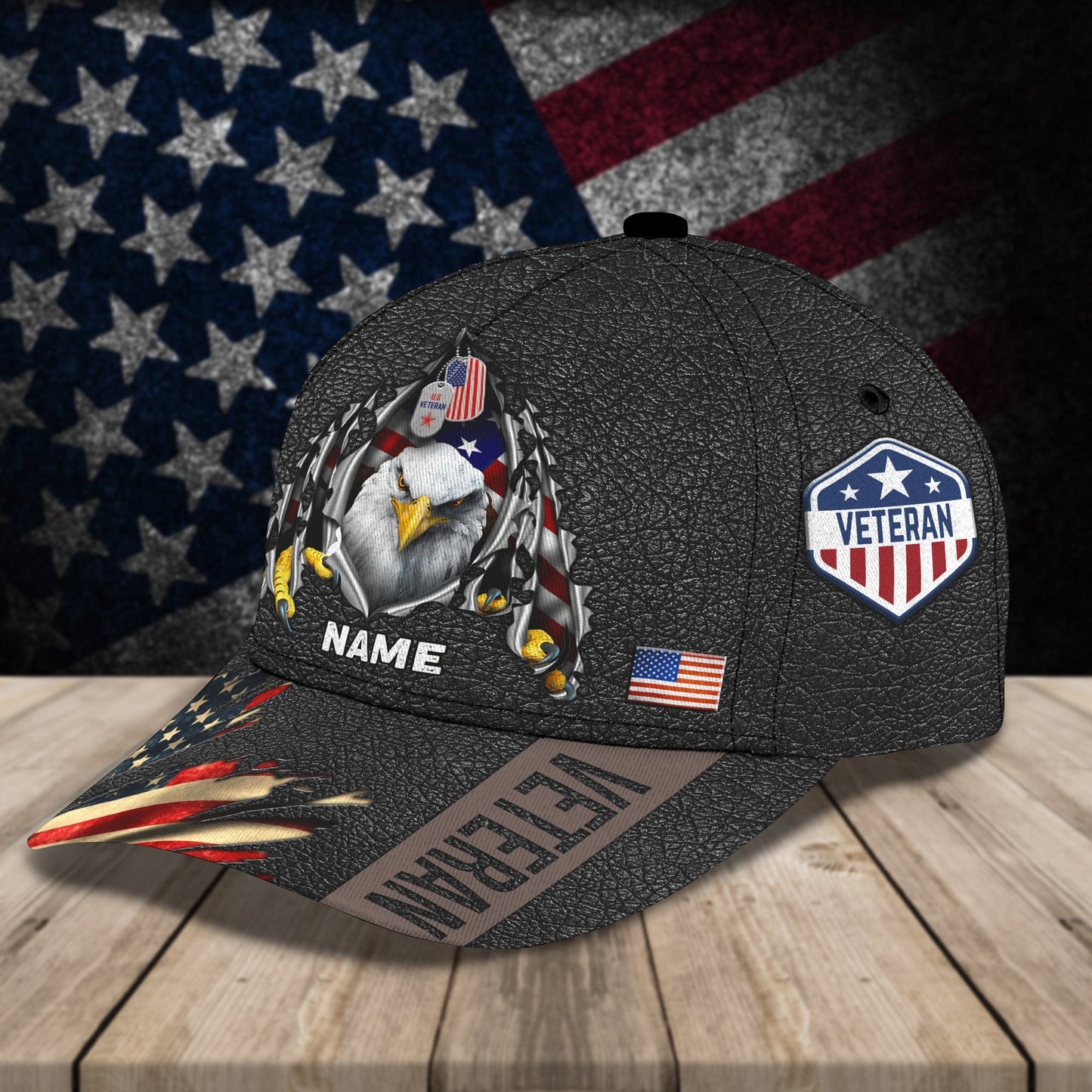 3D Classic Cap Veteran 3 Personalized Name Cap Lasfour CA0714