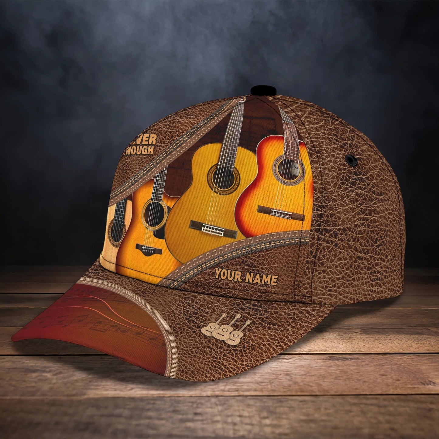 Baseball Guitar Cap Hat For Travel Summer, Guitar Cap Leather Brown Pattern, Best Gift To Guitarist CA2920