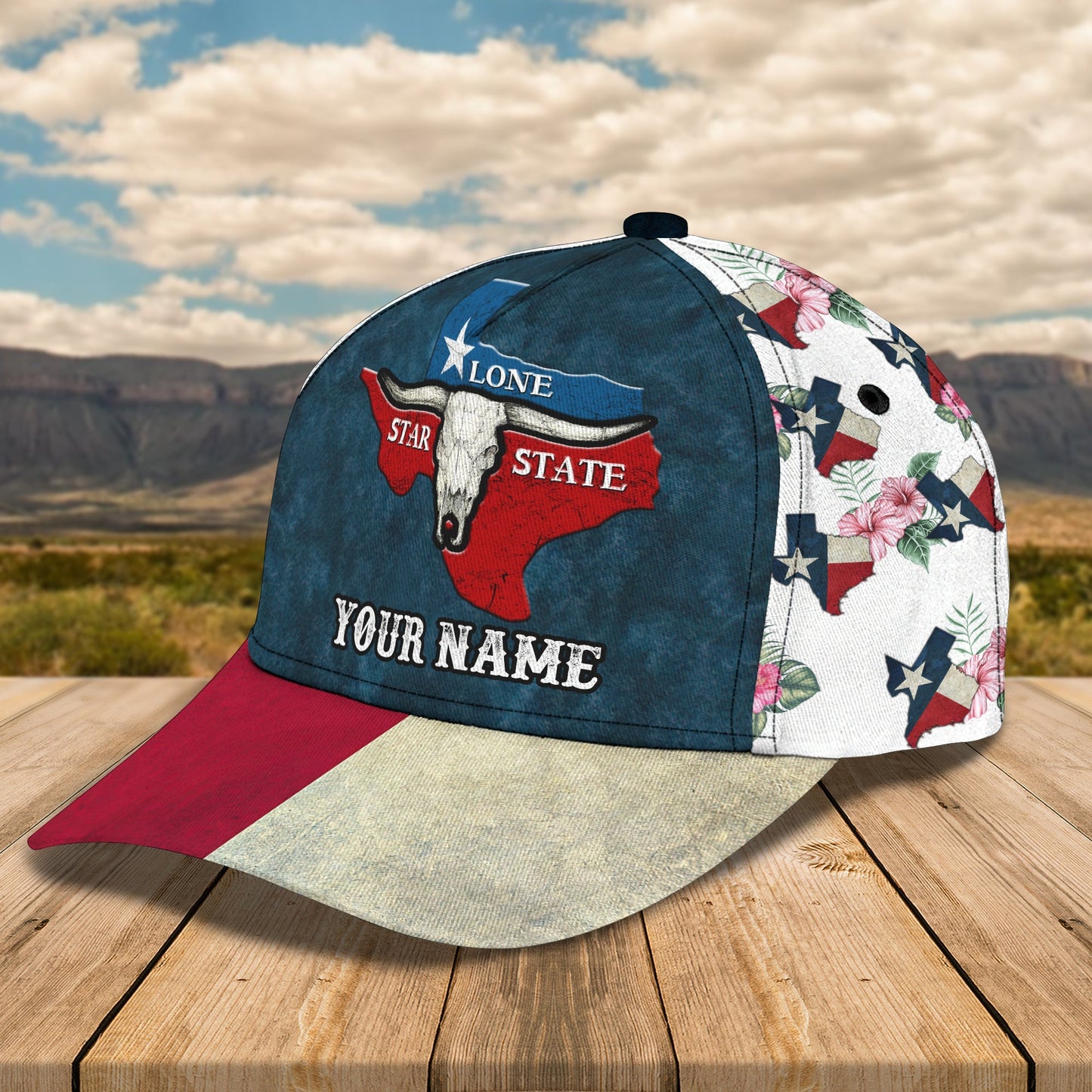 3D Classic Cap Texas 2 Personalized Name Cap Lasfour CA0649