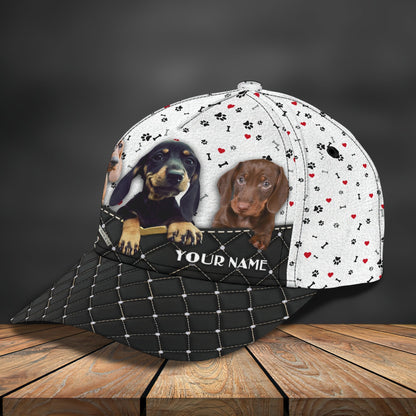 3D Classic Cap Love Dachshund Personalized Name Cap 14 Lasfour CA2005