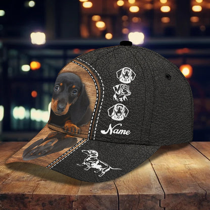 3D Classic Cap Dachshund Personalized Name Cap 007 Lasfour CA1882