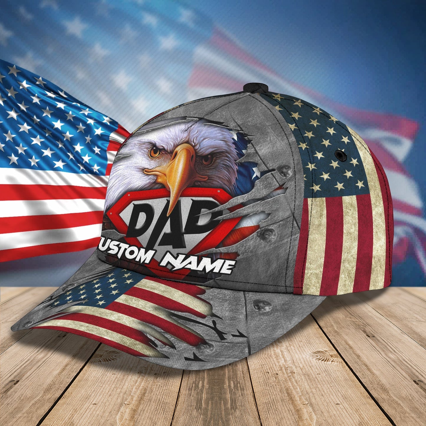 3D Classic Cap Personalized Name Cap Super Dad Lasfour CA0618
