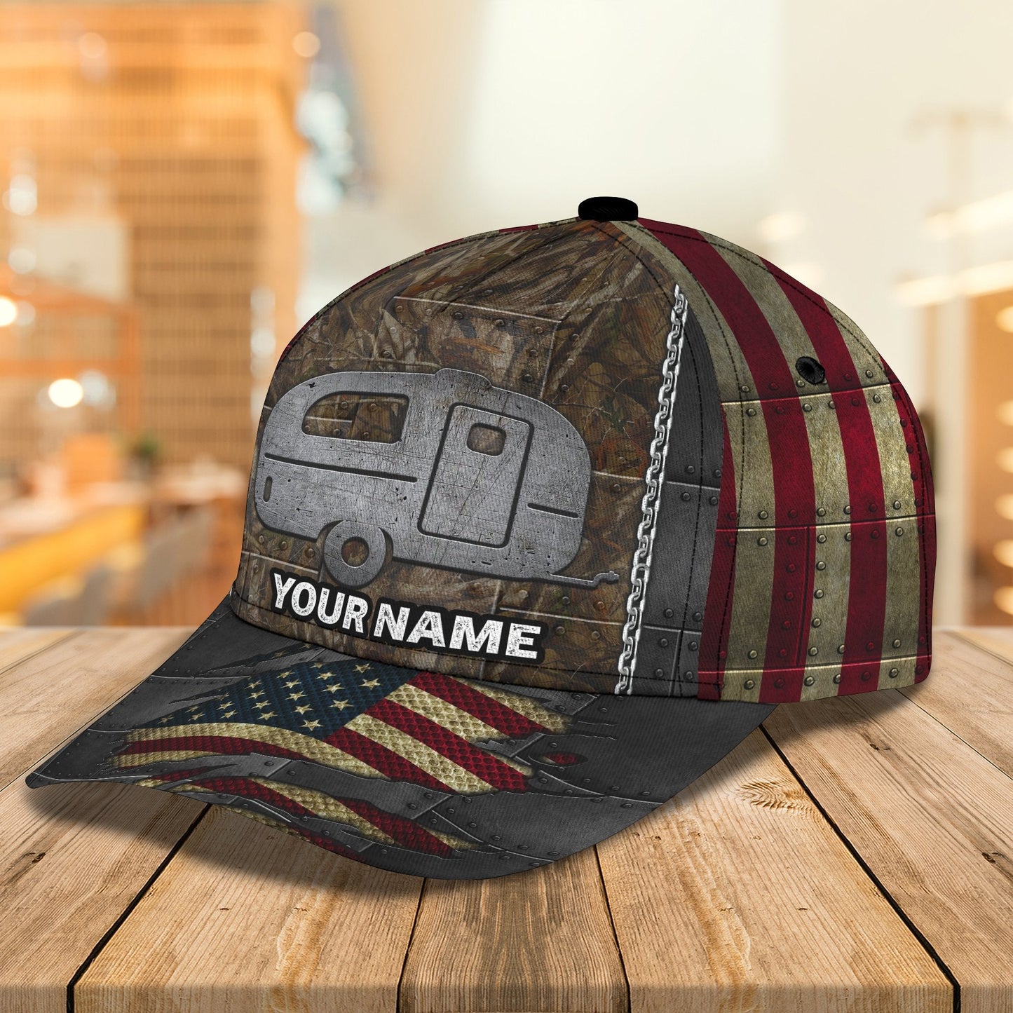 3D Classic Cap Camping Caravan Personalized Name Cap Lasfour CA1955