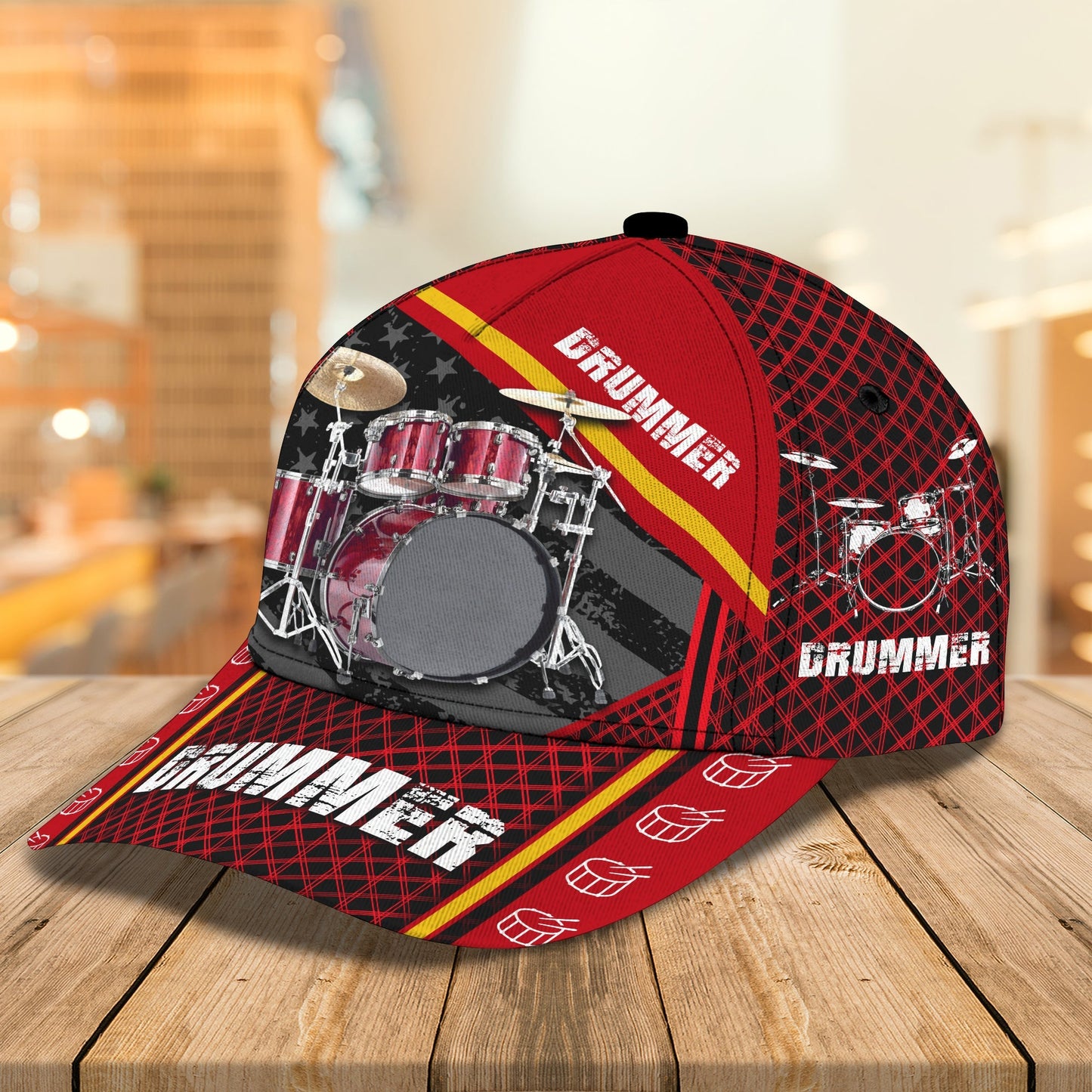 Red Drummer Personalized Name Cap, Gift For Drum Player CA0230