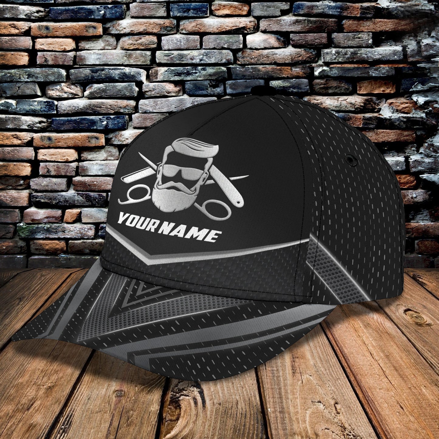 3D Classic Cap Barber Personalized Name Cap Lasfour CA1070
