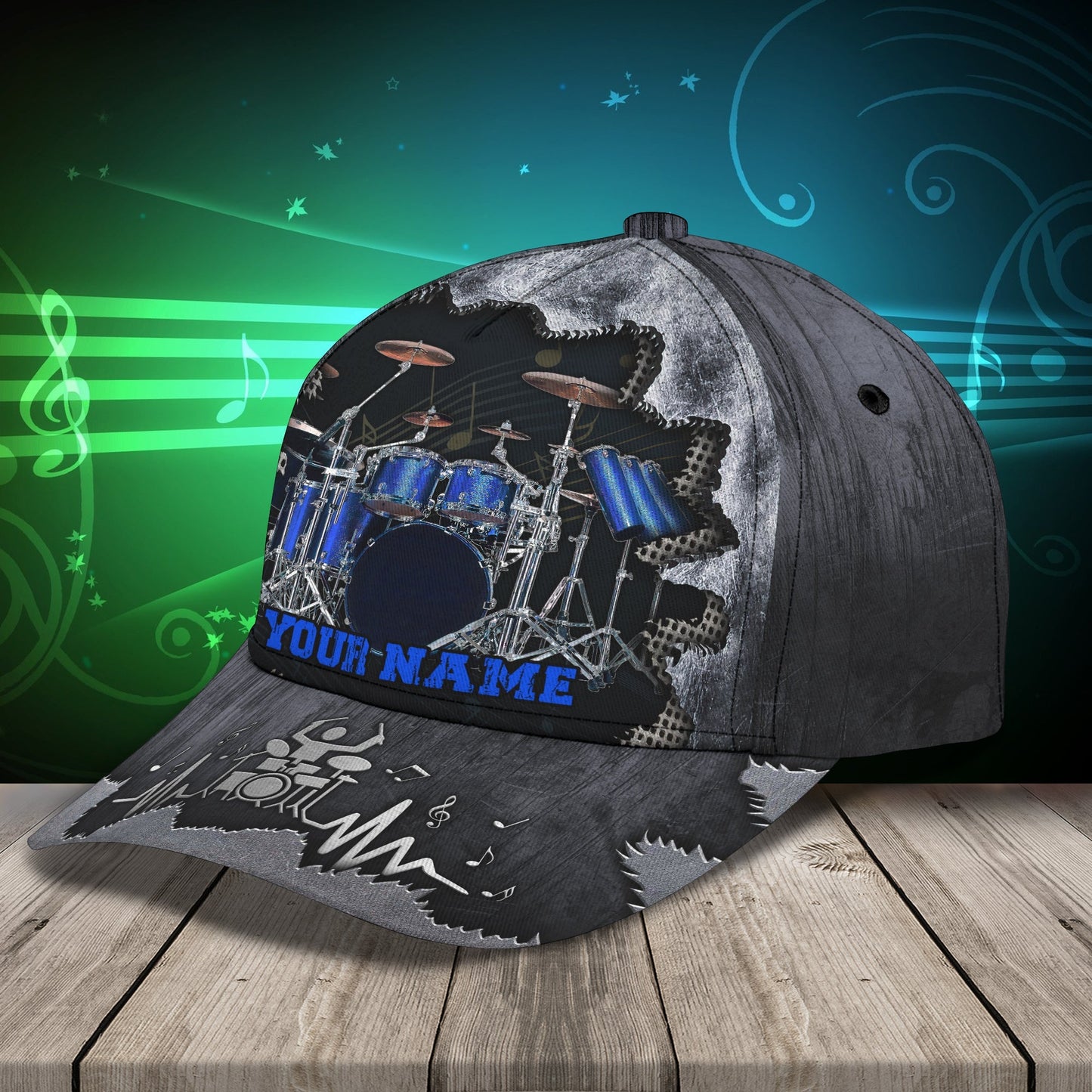 3D Classic Cap Love Drum Personalized Name Cap Lasfour CA0558