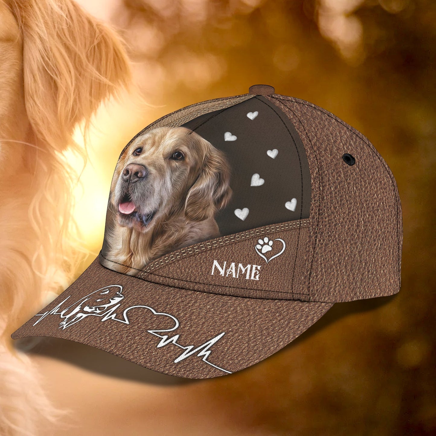 3D Classic Cap Golden Personalized Name Cap Lasfour CA1396