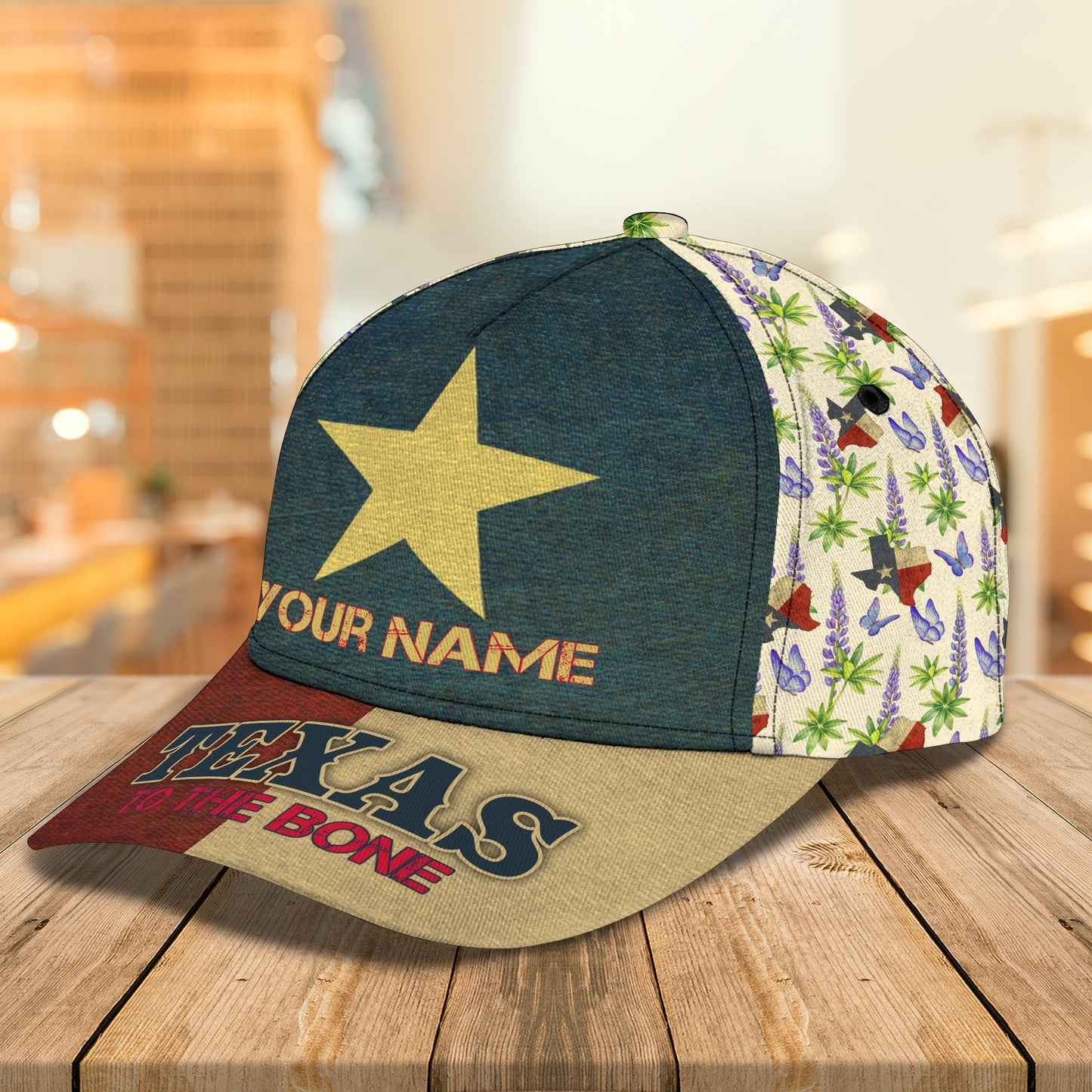 3D Classic Cap Texas Flag Personalized Name Cap Lasfour CA0691