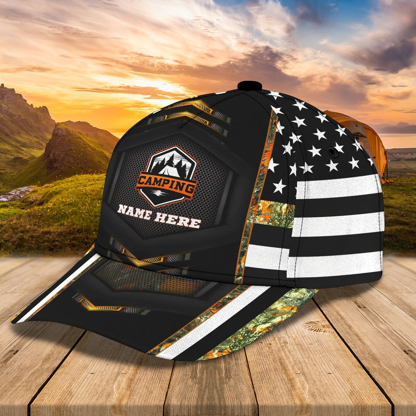 3D Classic Cap Camping 02 Personalized Name Cap Lasfour CA2131