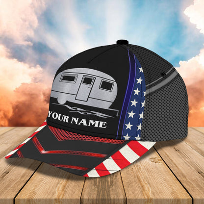 3D Classic Cap America Caravan Camping Car Personalized Name Cap Lasfour CA1959