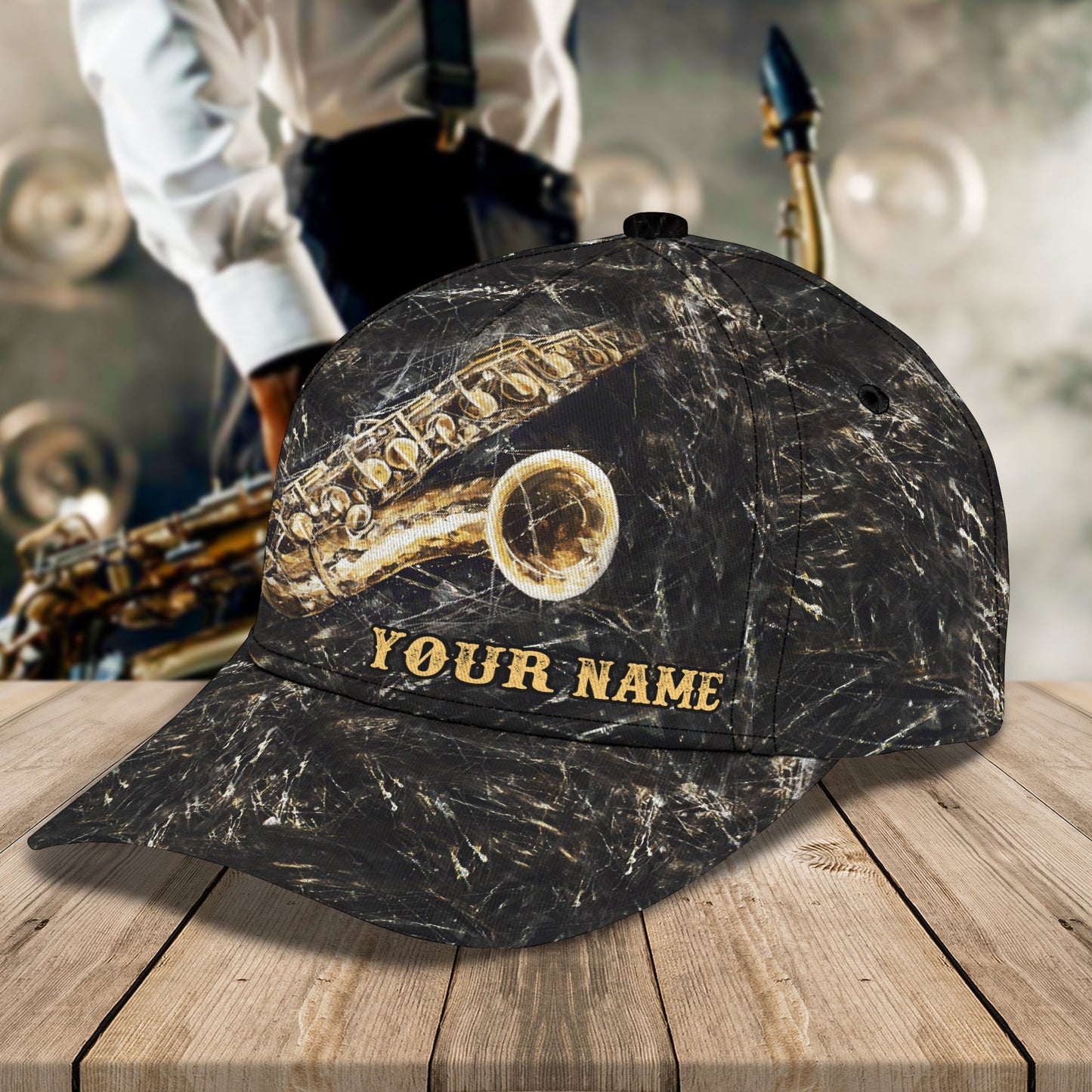 3D Classic Cap Saxophone Personalized Name Cap Lasfour CA1007