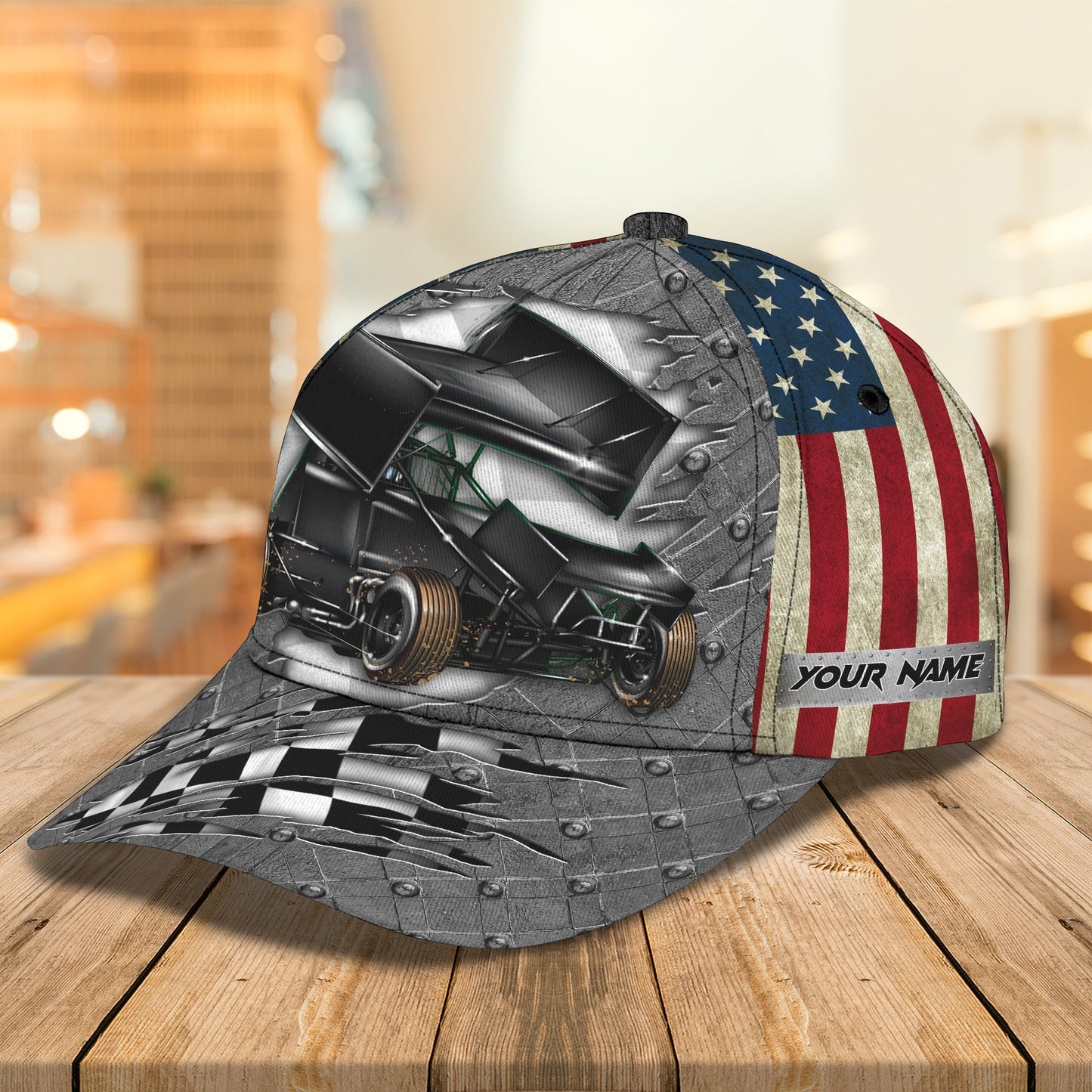 3D Classic Cap Sprint Car Racing Personalized Name Cap 8 Lasfour CA1026