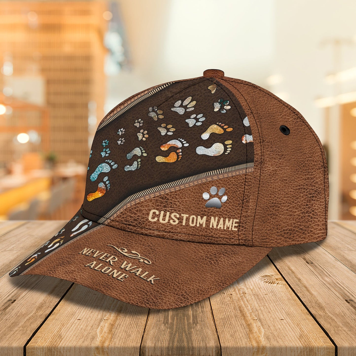 3D Classic Cap Customize Name Cap Never Walk Alone Paws CA0526