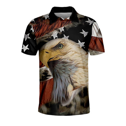 Men's American Flag Eagle 3D Printed Over Polo Shirt SO1359