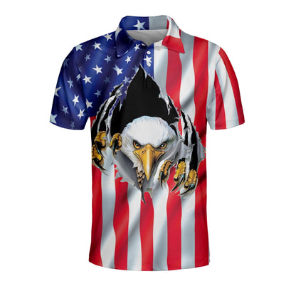 3D All Over Print American Flag Eagle Rip Cool Patriotic Polo Shirt SO0746