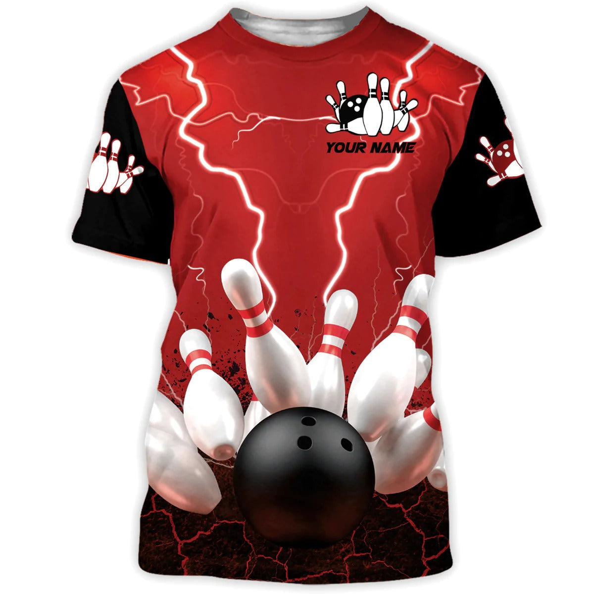 Custom 3D Red Bowling Shirt Men Women, Strike Bowling Sublimation On Unisex Tshirt TO1930