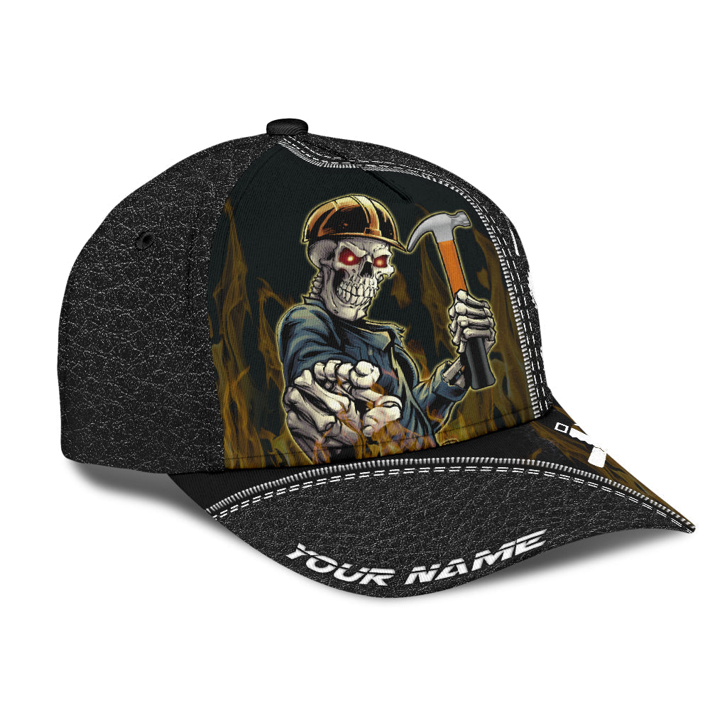 Personalized Name American Carpenter Classic Cap Skull, Baseball Skull Hat CO0673