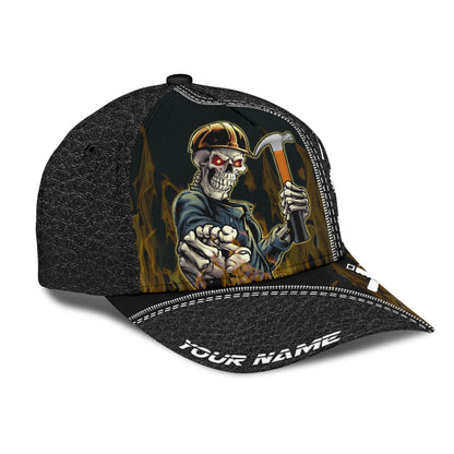 Personalized Name American Carpenter Classic Cap Skull, Baseball Skull Hat CO0673