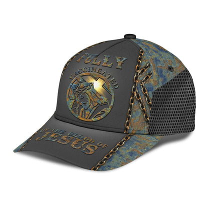 Fully Vaccinated By The Blood Of Jesus Classic Cap, Jesus All Over Print Baseball Cap Hat CO0470