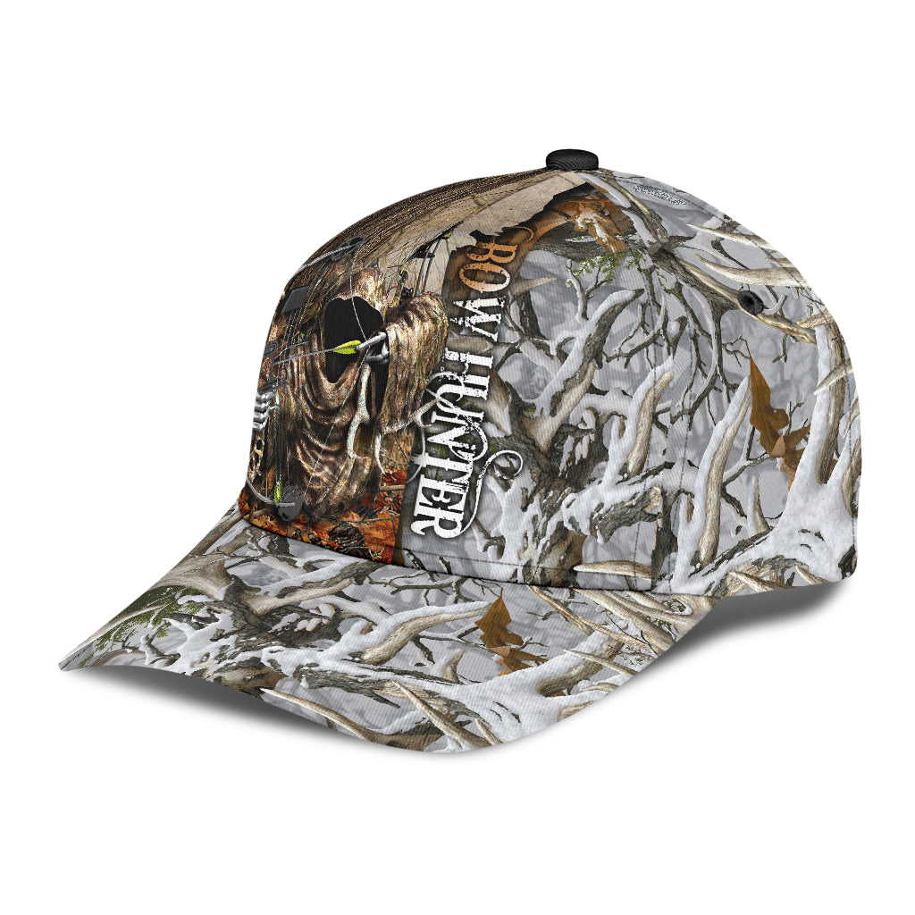 Lasfour 3D All Over Print Baseball Cap Bow Hunter Snow Camo Classic Cap CA0465