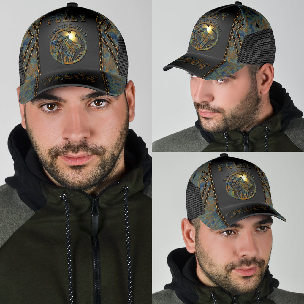 Fully Vaccinated By The Blood Of Jesus Classic Cap, Jesus All Over Print Baseball Cap Hat CO0470
