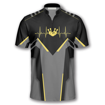 Bowling Heartbeat Pulse Line Custom Bowling Jerseys for Men, Uniform Shirt for Bowling Team, Bowling Shirt SO0569