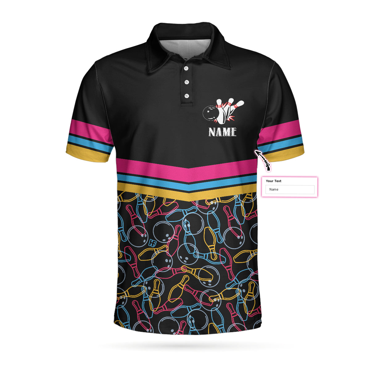 Personalized Bowling Custom Polo Shirt, Colorful Pins Bowling Shirt For Men, Gift For Bowling Lovers Lasfour SO0579