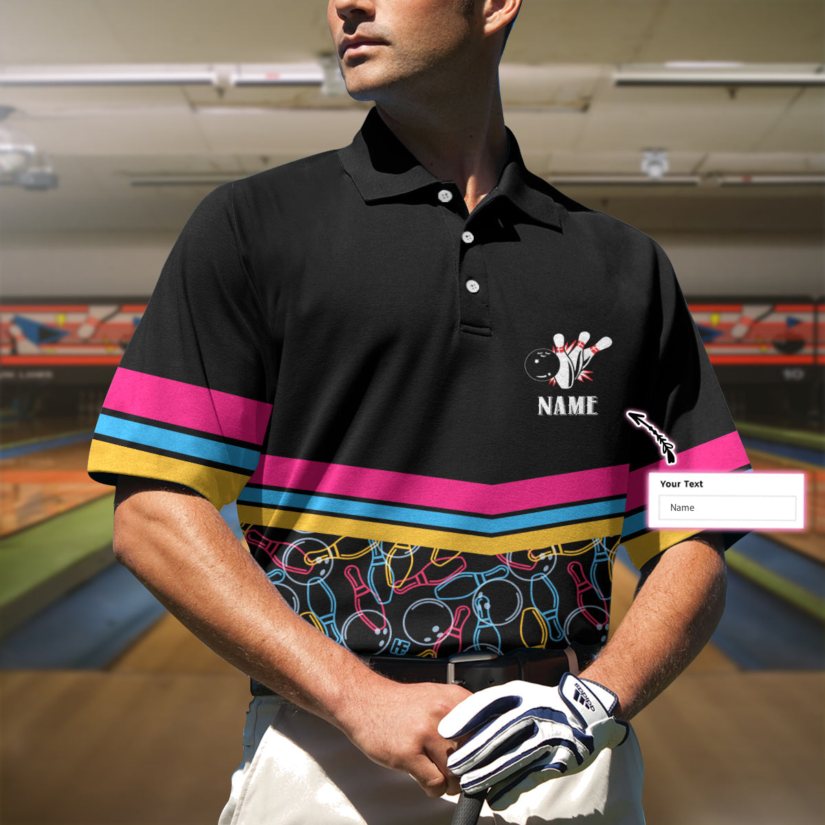 Personalized Bowling Custom Polo Shirt, Colorful Pins Bowling Shirt For Men, Gift For Bowling Lovers Lasfour SO0579