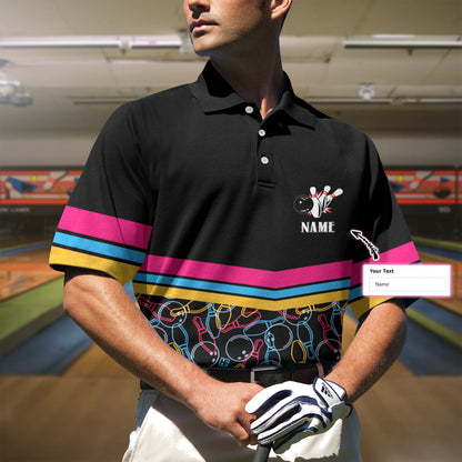 Personalized Bowling Custom Polo Shirt, Colorful Pins Bowling Shirt For Men, Gift For Bowling Lovers Lasfour SO0579