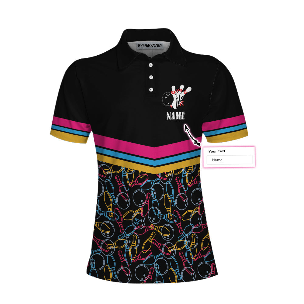Personalized Bowling Girls Custom Short Sleeve Women Polo Shirt, Best Women Bowling Polo Shirt, Personalized Gift For Female Bowlers Lasfour SO1064