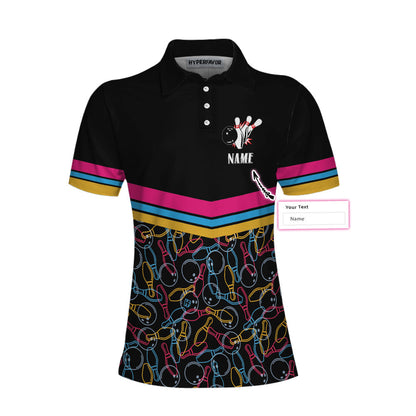 Personalized Bowling Girls Custom Short Sleeve Women Polo Shirt, Best Women Bowling Polo Shirt, Personalized Gift For Female Bowlers Lasfour SO1064