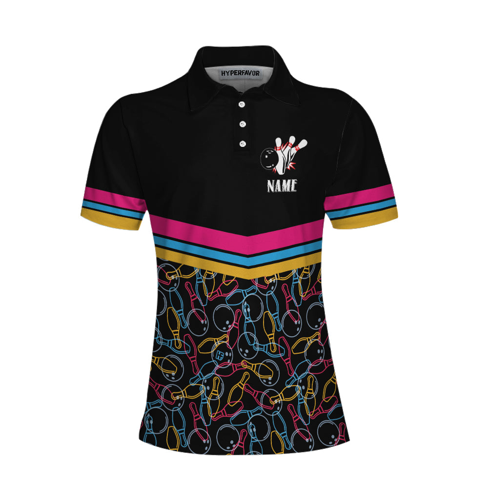 Personalized Bowling Girls Custom Short Sleeve Women Polo Shirt, Best Women Bowling Polo Shirt, Personalized Gift For Female Bowlers Lasfour SO1064