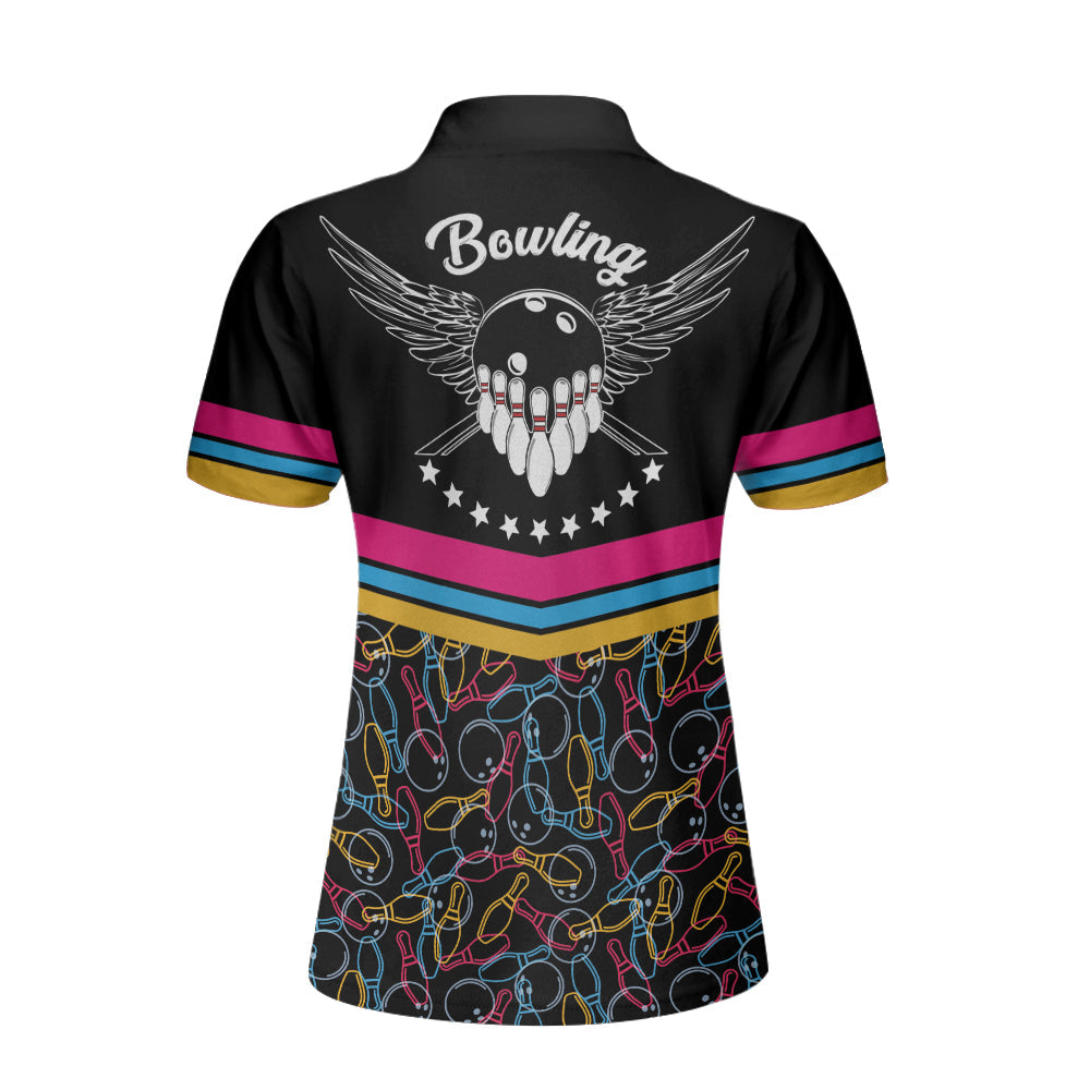 Personalized Bowling Girls Custom Short Sleeve Women Polo Shirt, Best Women Bowling Polo Shirt, Personalized Gift For Female Bowlers Lasfour SO1064