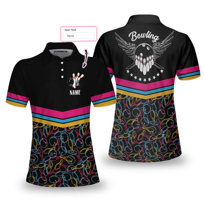 Personalized Bowling Girls Custom Short Sleeve Women Polo Shirt, Best Women Bowling Polo Shirt, Personalized Gift For Female Bowlers Lasfour SO1064