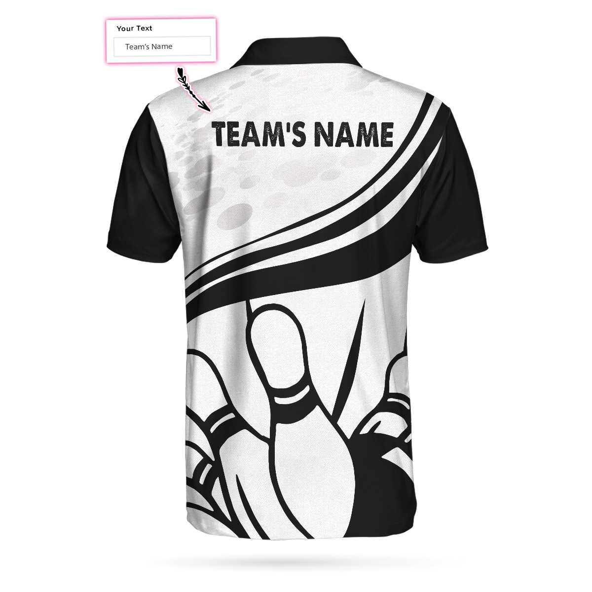 Personalized Bowling In Black Custom Polo Shirt, Black And White Custom Bowling Shirt For Bowling Players Lasfour SO1063