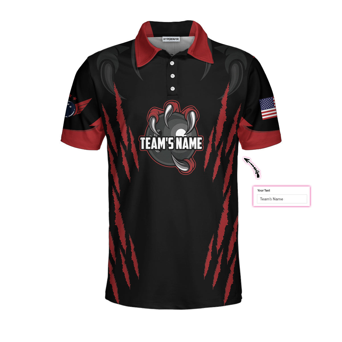 Personalized Bowling Team Monster Custom Polo Shirt, Black And Red Custom Bowling Polo, Customized Bowling Gift Lasfour SO0560