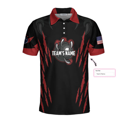 Personalized Bowling Team Monster Custom Polo Shirt, Black And Red Custom Bowling Polo, Customized Bowling Gift Lasfour SO0560
