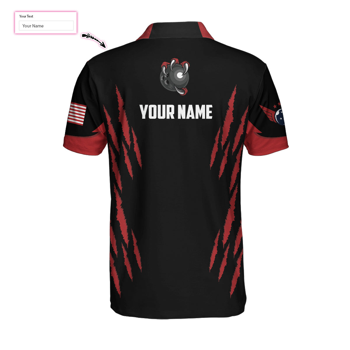 Personalized Bowling Team Monster Custom Polo Shirt, Black And Red Custom Bowling Polo, Customized Bowling Gift Lasfour SO0560