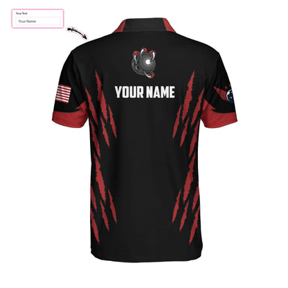 Personalized Bowling Team Monster Custom Polo Shirt, Black And Red Custom Bowling Polo, Customized Bowling Gift Lasfour SO0560