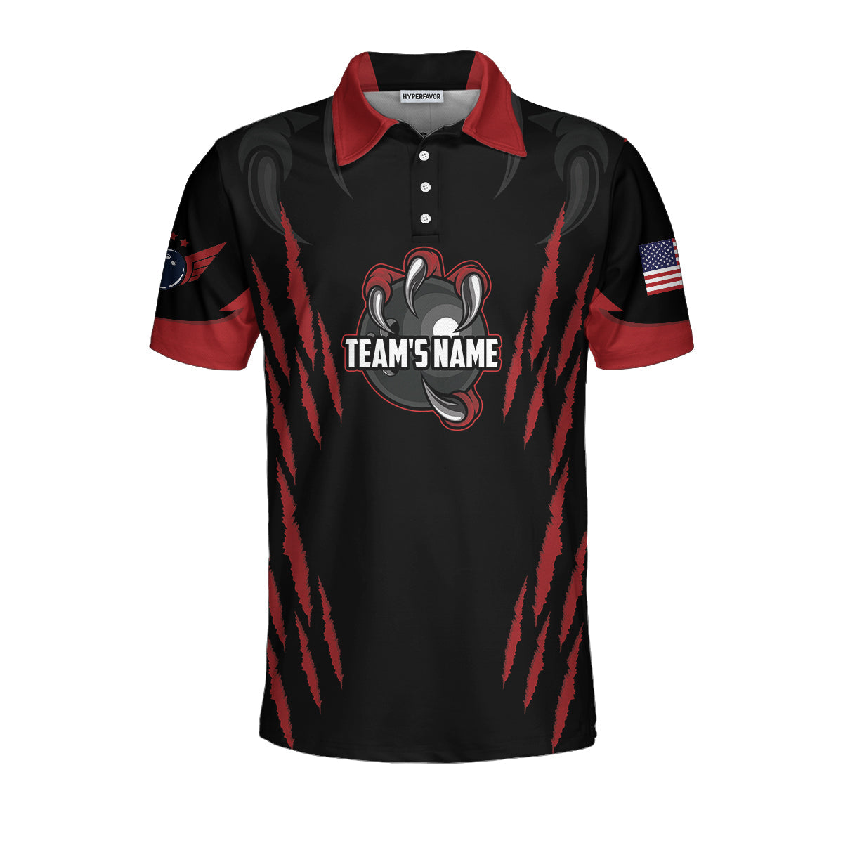 Personalized Bowling Team Monster Custom Polo Shirt, Black And Red Custom Bowling Polo, Customized Bowling Gift Lasfour SO0560