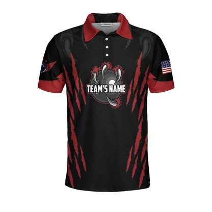 Personalized Bowling Team Monster Custom Polo Shirt, Black And Red Custom Bowling Polo, Customized Bowling Gift Lasfour SO0560