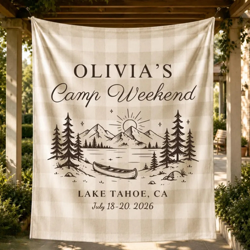 Camp Weekend Custom Lake Trip Bachelorette Banner, Personalized Lake Bachelorette Party Banner WD0528