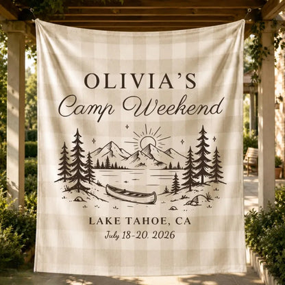 Camp Weekend Custom Lake Trip Bachelorette Banner, Personalized Lake Bachelorette Party Banner WD0528